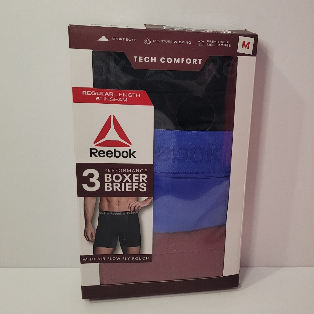 Reebok Men's Tech Comfort Boxer Briefs Size M